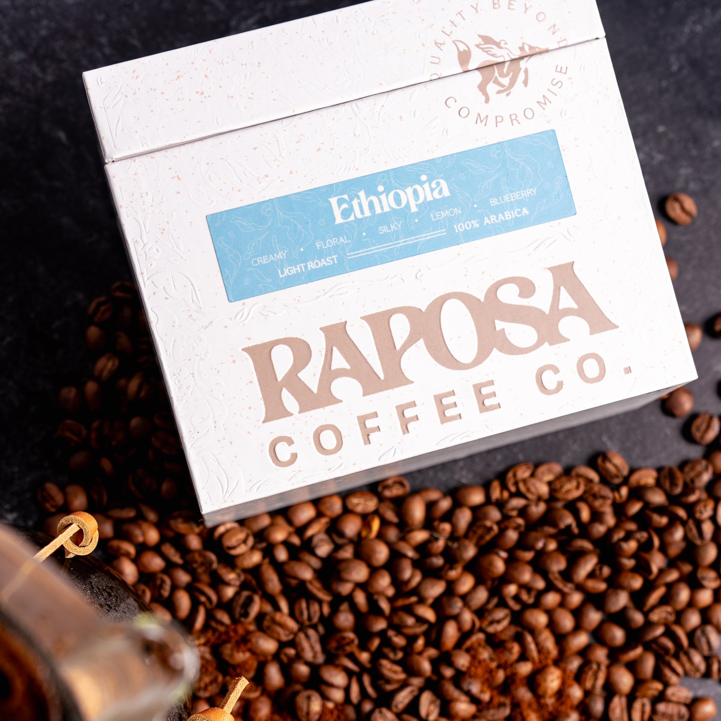 Raposa Coffee Ethiopia Yirgacheffe light roast coffee packaging