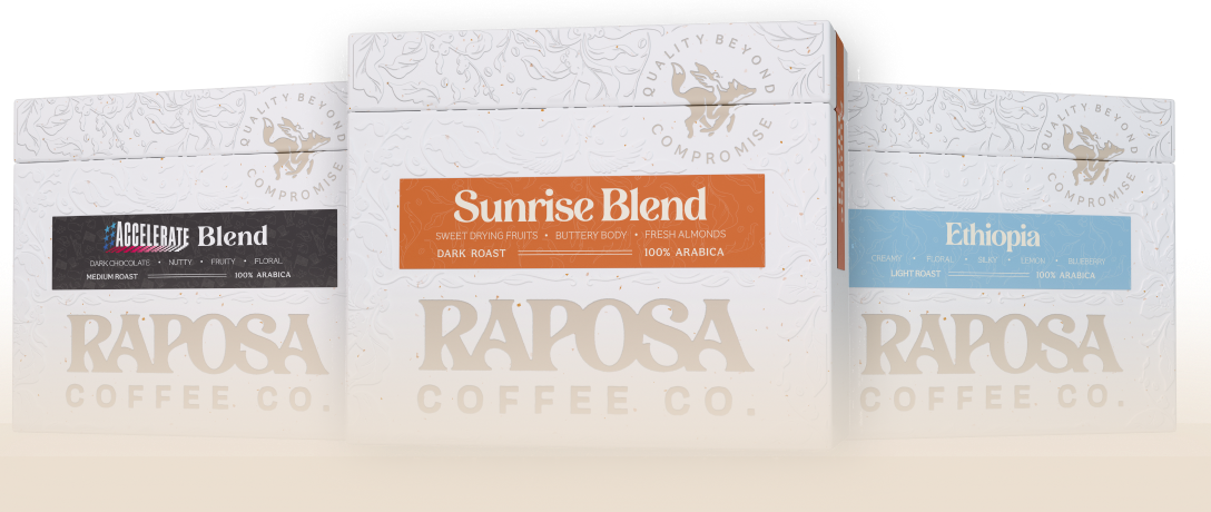 raposa whole bean roasted coffee featuring multiple roasts