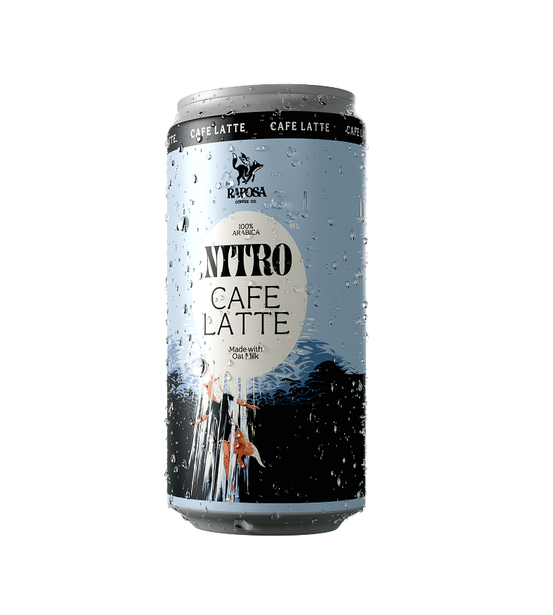 raposa nitro cafe latte canned nitro cold brew coffee