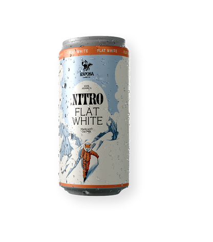 raposa nitro flat white canned nitro cold brew coffee