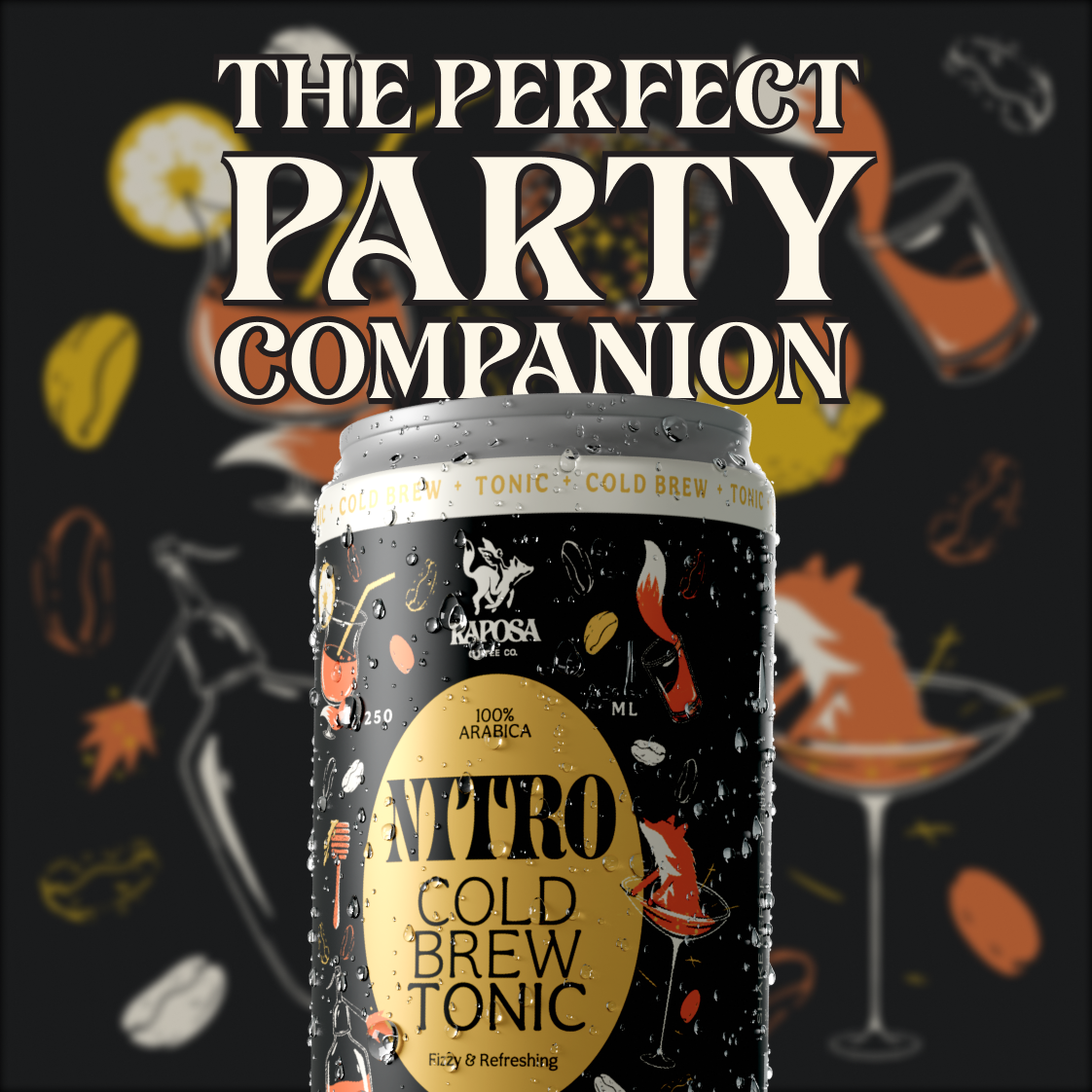 raposa nitro cold brew tonic canned coffee party companion