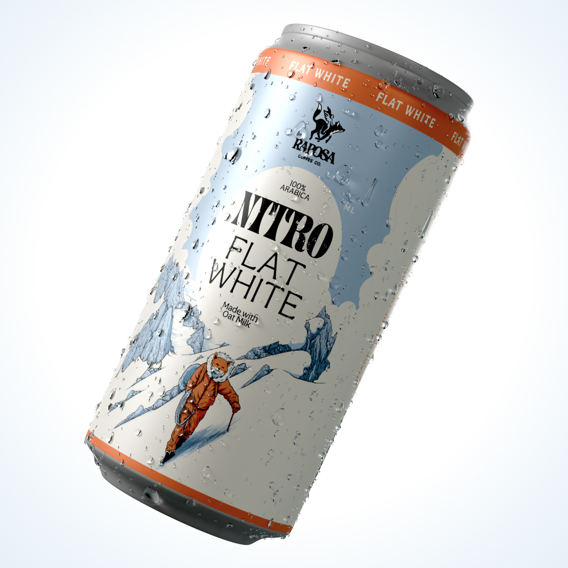 raposa nitro flat white canned nitro cold brew coffee can