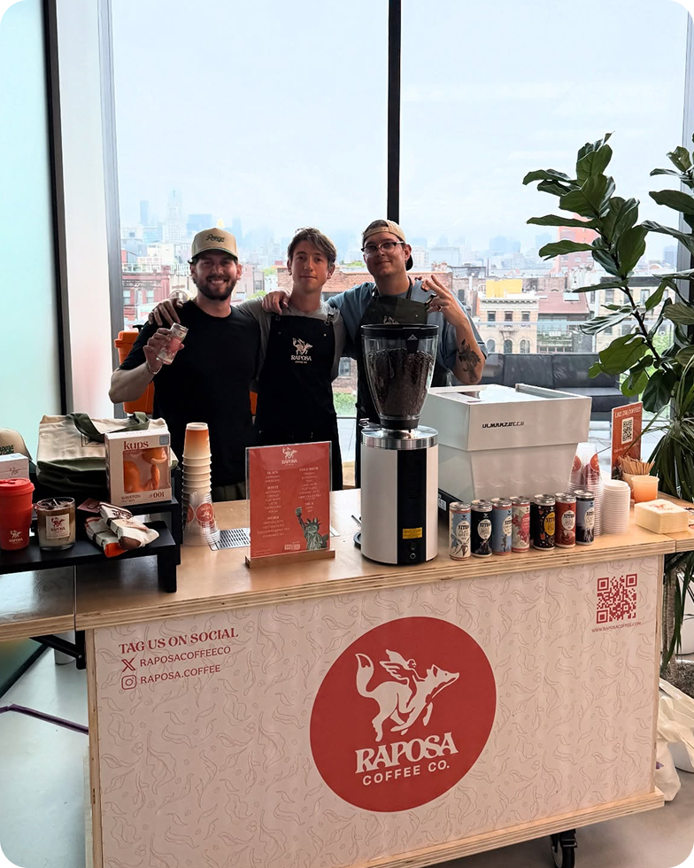 raposa mobile coffee cart at an event