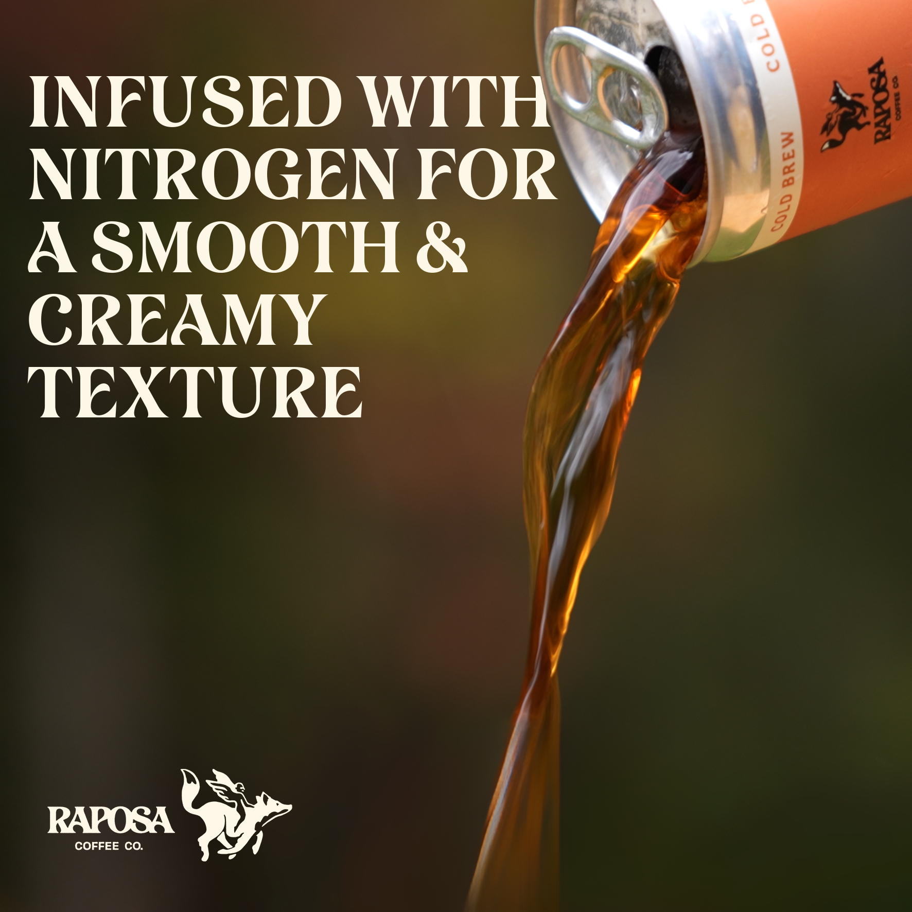 raposa nitro cold brew coffee infused with nitrogen for creamy texture