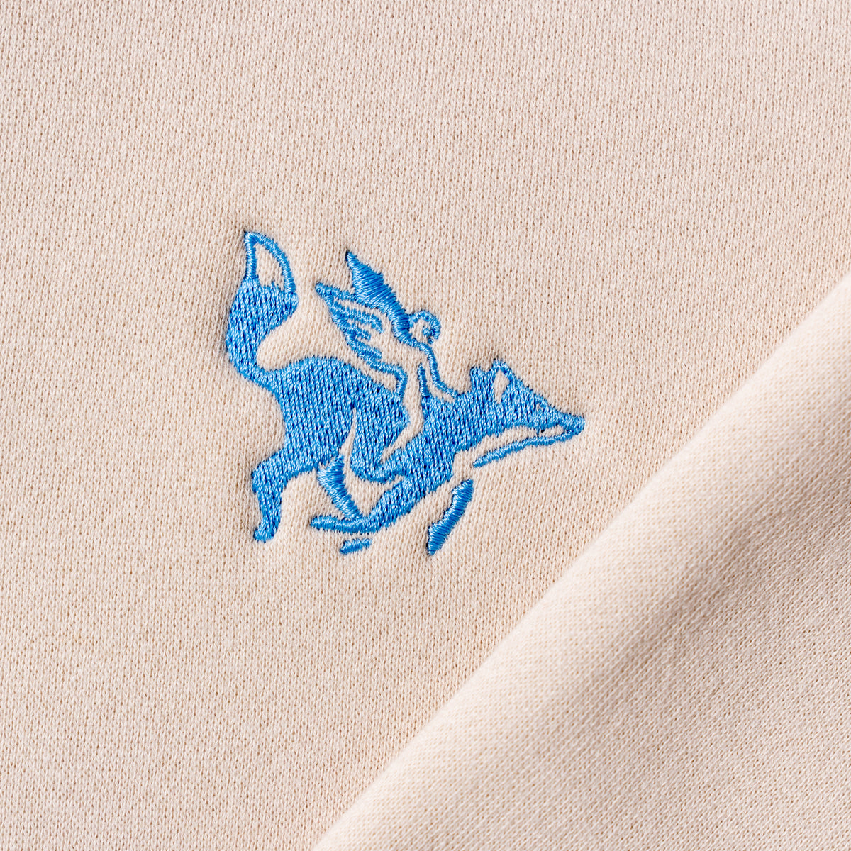 Raposa Logo Hoodie — Cream & Blue