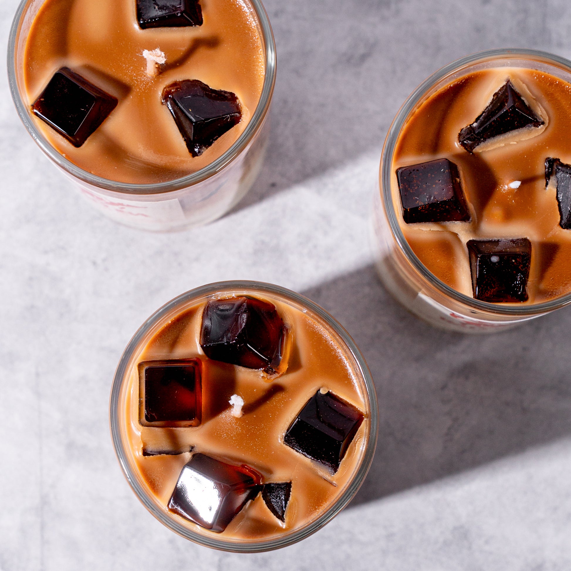 coffee candle with realistic espresso ice cube wax pieces