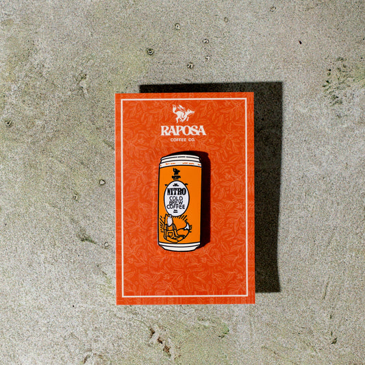 raposa nitro cold brew can enamel pin metal coffee pin