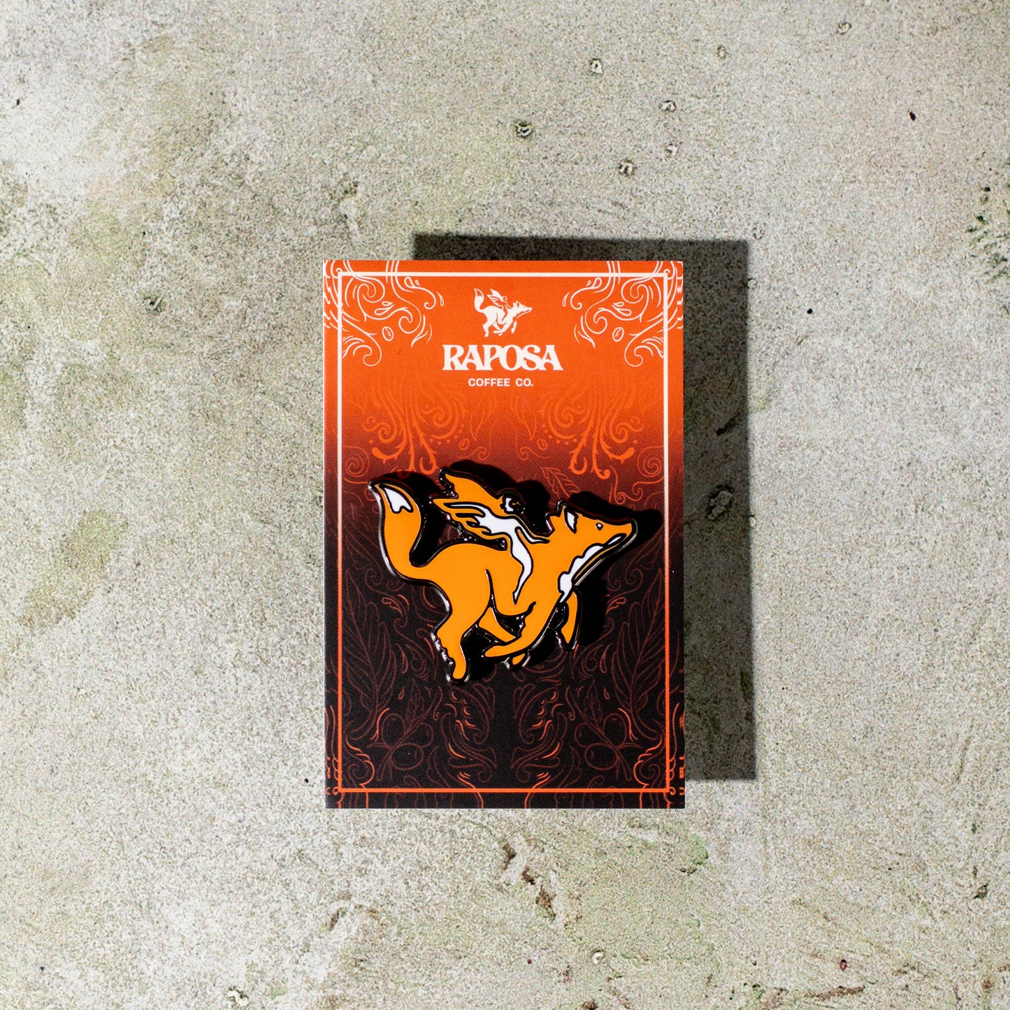 raposa fox logo enamel pin in solid metal