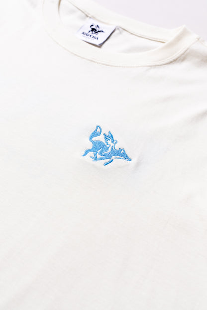 Raposa Logo Tee — Cream & Blue