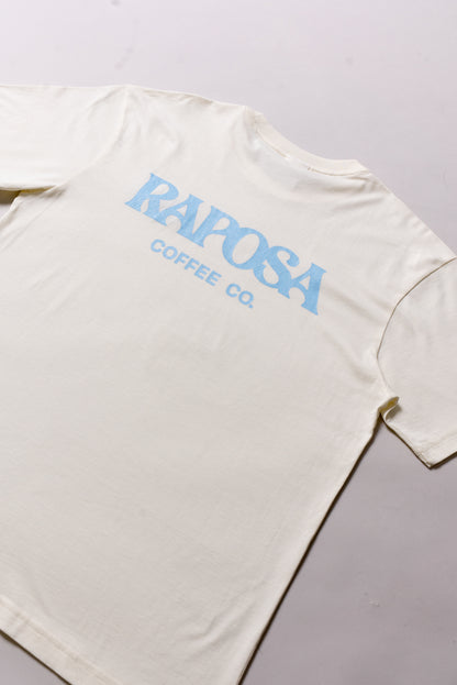 Raposa Logo Tee — Cream & Blue