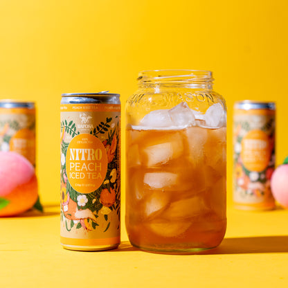 Raposa Nitro Peach Iced Tea with iced tea glass