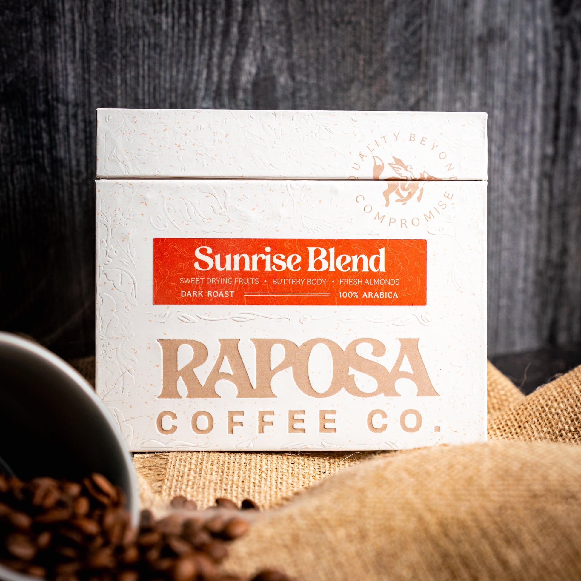 Raposa Coffee Sunrise Blend medium-dark roast specialty coffee bag