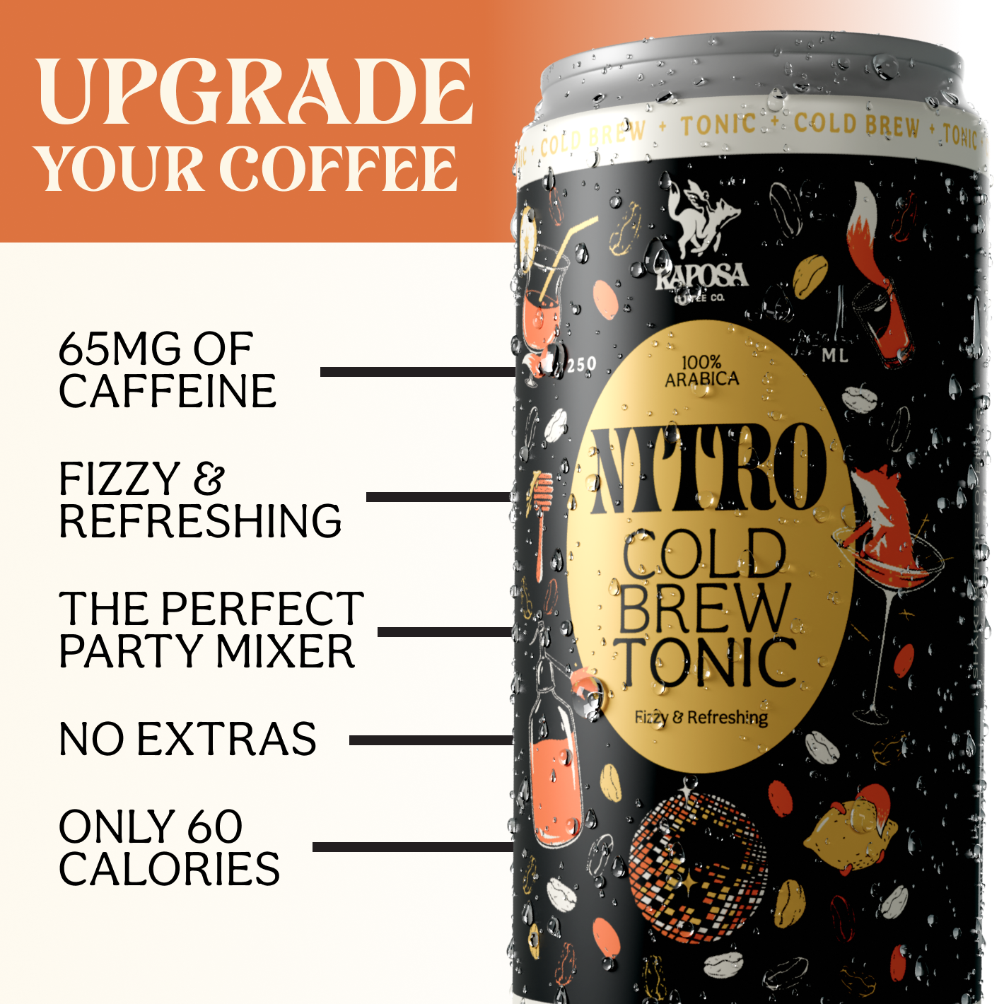raposa nitro cold tonic low calorie canned coffee