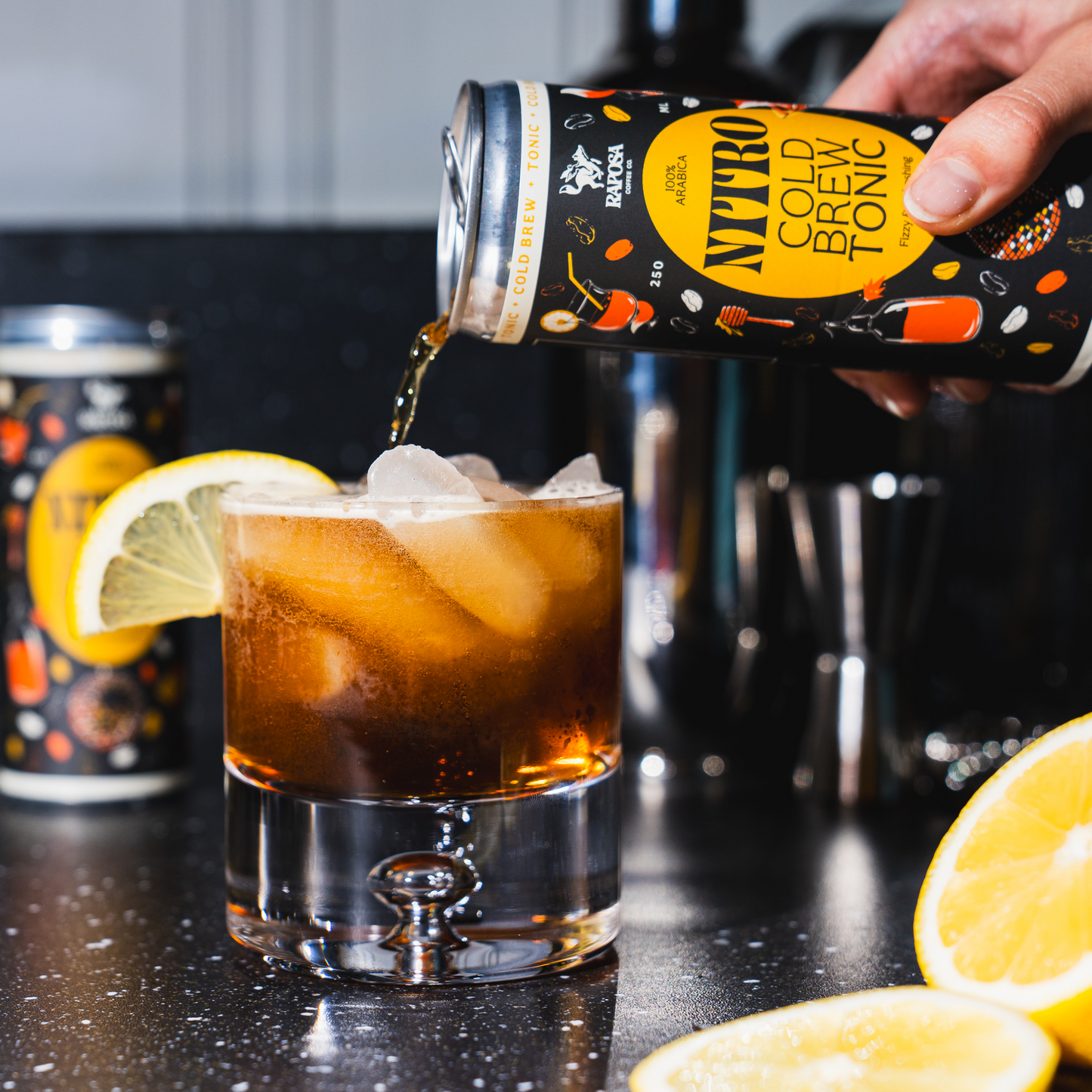 raposa nitro cold brew tonic poured over ice