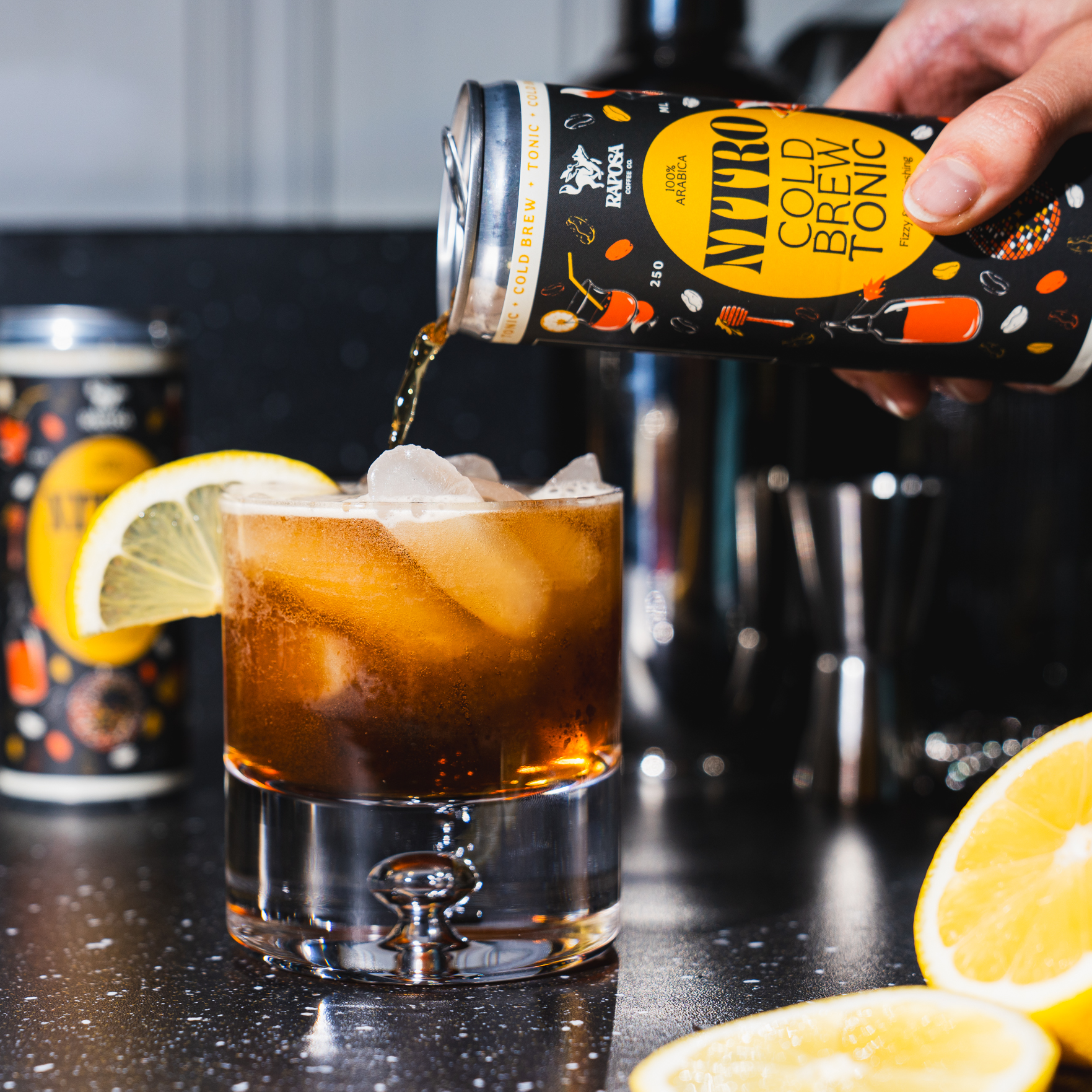 raposa nitro cold brew tonic poured over ice